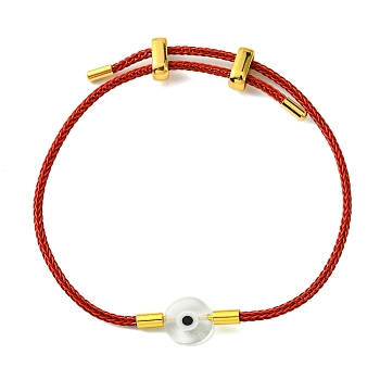 Lampwork Evil Eye & Brass Beaded Bangle, Stainless Steel Twist Rope Adjustable Bangles for Women, Clear, Inner Diameter: 2~3-1/2 inch(5~9cm), 2mm
