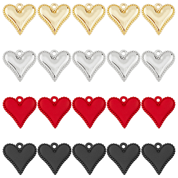 SUPERFINDINGS 32Pcs 4 Colors Alloy Charms, Heart, Mixed Color, 13.5x13.5x3mm, Hole: 1.4mm, 8pcs/color