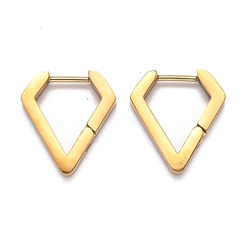 304 Stainless Steel Huggie Hoop Earrings, Diamond Shape, Golden, 17x15.5x3mm, Pin: 1mm