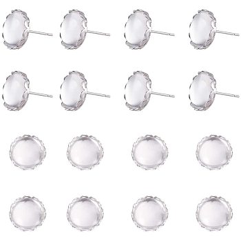 DIY Earring Jewelry, with Transparent Glass Cabochons and Brass Ear Stud Components, Platinum, 7.4x7.3x2.5cm, 60pcs/box