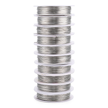 Round Copper Jewelry Wire, Nickel Free, Silver, 22 Gauge, 0.6mm, about 26.24 Feet(8m)/roll