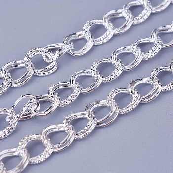 Iron Double Link Chains, Soldered, with Spool, Oval, Silver Color Plated, 8x6x0.6mm, about 328.08 Feet(100m)/roll