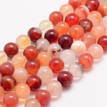 Natural Carnelian Bead Strands, Round, Dyed, 6mm, Hole: 1mm, about 63pcs/strand, 15.5 inch