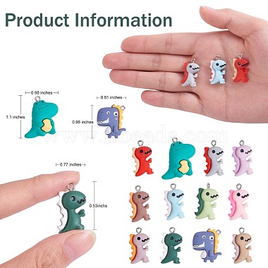 24 Pieces Dinosaur Charms Pendants Animal Shape Resin Charm Colorful Dinosaur Pendant for Jewelry Necklace Bracelet Earring Making Crafts(JX318A)-2