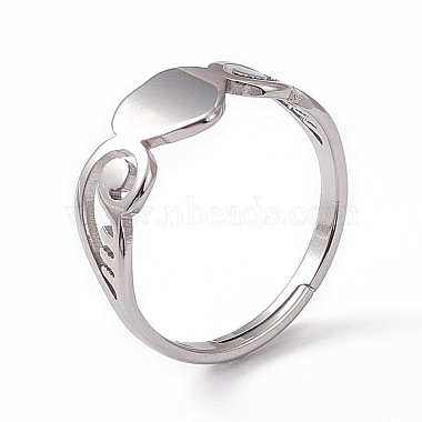 Non-Tarnish 201 Stainless Steel Heart Adjustable Ring for Women(RJEW-K242-01P)-3