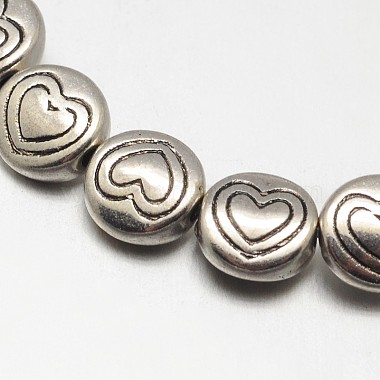 Tibetan Style Flat Round with Heart Alloy Bead Strands(TIBEB-O007-12-NR)-2