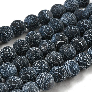 8mm Black Round Effloresce Agate Beads