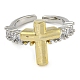 Brass Micro Pave Clear Cubic Zirconia Open Cuff Rings(RJEW-Z046-06G-04)-2