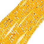 Electroplate Glass Beads Strands, Rondelle, Faceted, Half Plated, Gold, 3.5~4x2.5~3mm, Hole: 1mm, about 150pcs/strand, 14.80~15''(37.6~38.1cm)(GL-CBAA615-03B)