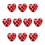 10Pcs Baking Paint Glass Beads, Polka Dot Heart, Red, 20x20mm, Hole: 2mm(GLAA-CJ0002-96)