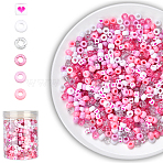 720Pcs 6 Styles Plastic & Acrylic Beads, Barrel/Cube, Hot Pink, 6.5~9x6x6mm, Hole: 3~3.8mm, 120pcs/style(KY-YW0001-76A)