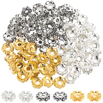 120Pcs 3 Colors Alloy Spacer Beads, Flower, Mixed Color, 9x3.5mm, Hole: 2.5mm, 40pcs/color(FIND-SC0017-91)