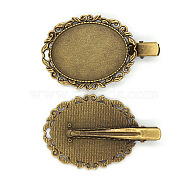 Zinc Alloy Alligator Hair Clip Findings, Antique Bronze, Oval Tray: 30x40mm(OHAR-PW0001-002F-AB)