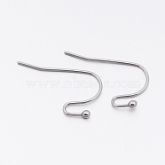 304 Stainless Steel Earring Hooks, Stainless Steel Color, 13x20x2mm, 20 Gauge, Pin: 0.8mm(STAS-E074-44)