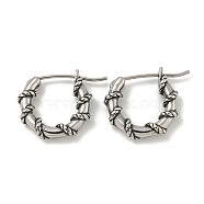 316 Surgical Stainless Steel Hoop Earrings for Women and Men, Gothic earrings, Ring, Antique Silver, 15x16.5mm(EJEW-D096-25AS)