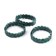 Natural Malachite Stretch Bracelets, Rectangle,  Inner Diameter: 2-1/8 inch(5.3cm), Bead: 14x10x5mm, 19pcs/strand(G-D0018-01)