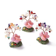 Natural Gemstone Chips & Resin Pedestal Display Decorations, with Brass Finding, Tree, 71~74x49~53x32~34mm(X1-DJEW-A001-03E)