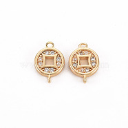 Brass Micro Pave Clear Cubic Zirconia Link Connectors, Nickel Free, Copper Cash, Real 18K Gold Plated, 9.5x6.5x1.5mm, Hole: 0.8mm(KK-S356-447-NF)