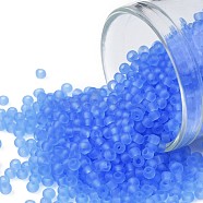 TOHO Round Seed Beads, Japanese Seed Beads, (3LF) Very Light Sapphire Transparent Matte, 11/0, 2.2mm, Hole: 0.8mm, about 5555pcs/50g(SEED-XTR11-0003LF)