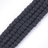 Spray Painted Non-magnetic Synthetic Hematite Beads Strands, Cube, Black, 3.5~4x4x4mm, Hole: 0.8mm, about 99~110pcs/strand, 14.1 inch~15.9 inch(G-T116-14-17)