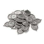Tibetan Style Alloy Cabochon Connector Settings, Nickel Free, Oval, Antique Silver, Tray: 14x19mm, 33x20x2mm, Hole: 2mm(PALLOY-J412-06AS-NF)