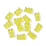 Transparent Resin Beads, AB Color Plated, Bear, Green Yellow, 16x10.5x7mm, Hole: 1.8mm, 20pcs/bag(RESI-CJC0006-009B)