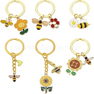 1 Set Alloy Enamel Pendants Keychainas, with Iron Split Key Rings, Alloy Split Key Rings and 304 Stainless Steel Jump Rings, 1Pc Rectangle Velvet Pouches, Mixed Color, 4.1~7.9cm, 6pcs/set(KEYC-OC0001-26)