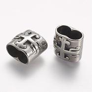 304 Stainless Steel Slide Charms, Rectangle, Antique Silver, 12x12.5x9mm, Hole: 6x10.5mm(STAS-A032-139AS)