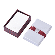 Kraft Cotton Filled Rectangle Cardboard Jewelry Set Boxes with Bowknot, for Ring, Earring, Necklace, White, 9x6x3cm(CBOX-N006-03-B)
