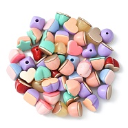 Two Tone Opaque Acrylic Beads, with Heart/Star/Flat Round/Square Flat Plate, Half Drilled, Mixed Color, 15~17x15.5~18x13.5~14mm, Half Hole: 2.5~3.5mm(SACR-X0015-22)