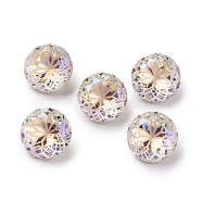 K9 Glass Rhinestone Pointed Back Cabochons, Random Color Back Plated, Faceted, Diamond, Flower Pattern, Moonlight, 10x6mm(RGLA-P030-06B-001MO)