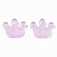 Transparent Resin Cabochons, with Paillette, Crown, Pearl Pink, 20x24.5x8mm(CRES-N034-16A)