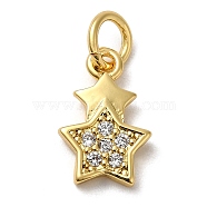 Rack Plating Brass Pendants, with Cubic Zirconia, Lead Free & Cadmium Free, Star, Real 18K Gold Plated, 11.5x7.5x1.5mm(KK-M271-05G)