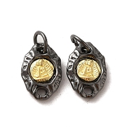Brass Pendants, with Jump Ring, Antique Bronze & Silver, Horse Eye, 14.5x10x3mm, Hole: 4.5mm(KK-K357-06H-B)