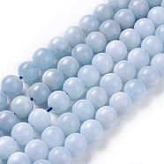Natural Aquamarine Beads Strands, Round, 8mm, Hole: 1mm, about 49~50pcs/strand, 15.5 inch(39.5cm)(G-F641-02-A)