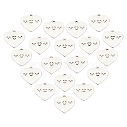 PandaHall Elite 20Pcs 304 Stainless Steel Charms, Heart with Word MOM, Mother's Day Theme, Stainless Steel Color, 13x14x1mm, Hole: 1.5mm(STAS-PH0004-17)