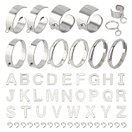 DIY Initial Letter Alphabet Charm Ring Making Kit, Including 304 Stainless Steel Loop Ring Bases, Alphabet Charms, Jump Rings, Stainless Steel Color, 102Pcs/box(STAS-NB0001-86)