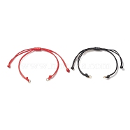 2Pcs Braided Waxed Polyester Cord, with 304 Stainless Steel Jump Rings, for Adjustable Link Bracelet Making, Black & Red, Mixed Color, 10-1/4 inch(26.2cm), Hole: 3.3mm(AJEW-JB01152-01)
