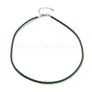 Braided Round Imitation Leather Bracelets Making, with Stainless Steel Color Tone Stainless Steel Lobster Claw Clasps, Dark Green, 17-1/8 inch(43.6cm)(BJEW-H610-01P-16)