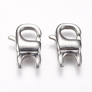 304 Stainless Steel Lobster Claw Clasps, Stainless Steel Color, 19x13x5mm, Hole: 0.8mm(STAS-O114-060P)