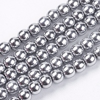 Chapelets de perles en hématite synthétique sans magnétiques, Grade a, ronde, platinée, 6mm, Trou: 1mm
