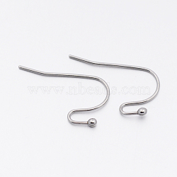 Tarnish Resistant 304 Stainless Steel Earring Hooks, Stainless Steel Color, 13x20x2mm, 20 Gauge, Pin: 0.8mm(STAS-E074-44)