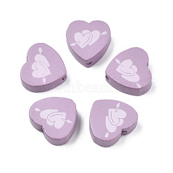 Spray Painted Maple Wood Beads, Printed, Heart, Medium Orchid, 16.5x17.5x6mm, Hole: 1.8mm, about 575pcs/500g(WOOD-Q030-88E)