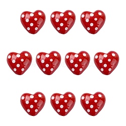 10Pcs Baking Paint Glass Beads, Polka Dot Heart, Red, 20x20mm, Hole: 2mm(GLAA-CJ0002-96)