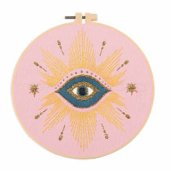 DIY Eye Pattern Embroidery Kits, Included Needle, Threads, Fabric, Needle, Gourd Threader, without Embroidery Hoop, Light Coral, 45~298x1~303x0.1~3mm(DIY-E063-02A)
