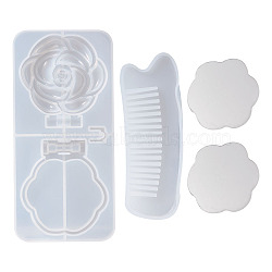 DIY Comb & Mirror Silicone Molds Kits, Resin Casting Moulds, For UV Resin, Epoxy Resin Jewelry Makingr, White, 4pcs/set(DIY-TA0008-42)