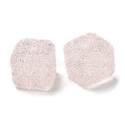 Resin Beads, with Rhinestone, Drusy Cube, Pink, 16x16x16mm, Hole: 3.6mm(RESI-C038-02L)
