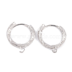 Rack Plating Brass Hoop Earring Findings, Cadmium Free & Lead Free, Long-Lasting Plated, Platinum, 16x15mm, Pin: 8mm(KK-S374-03P)