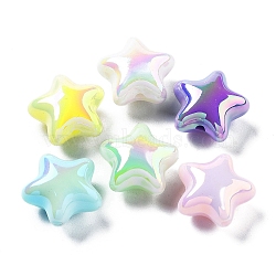 UV Plating Acrylic Beads, Iridescent, Luminous Glow in the Dark, Star, 21.5x23x13mm, Hole: 2.7mm(X-MACR-K357-10J)