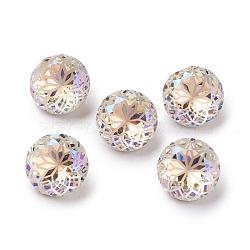 K9 Glass Rhinestone Pointed Back Cabochons, Random Color Back Plated, Faceted, Diamond, Flower Pattern, Moonlight, 10x6mm(RGLA-P030-06B-001MO)